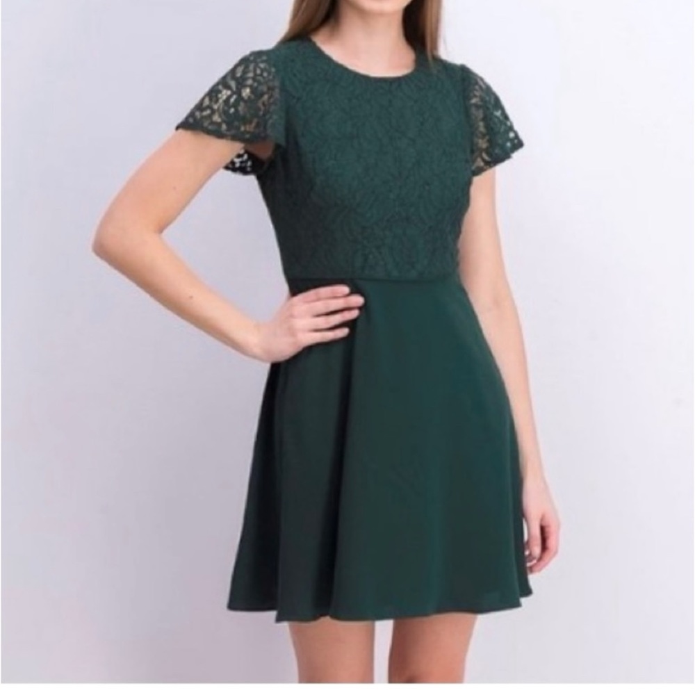 Gal meets glam green lace dress